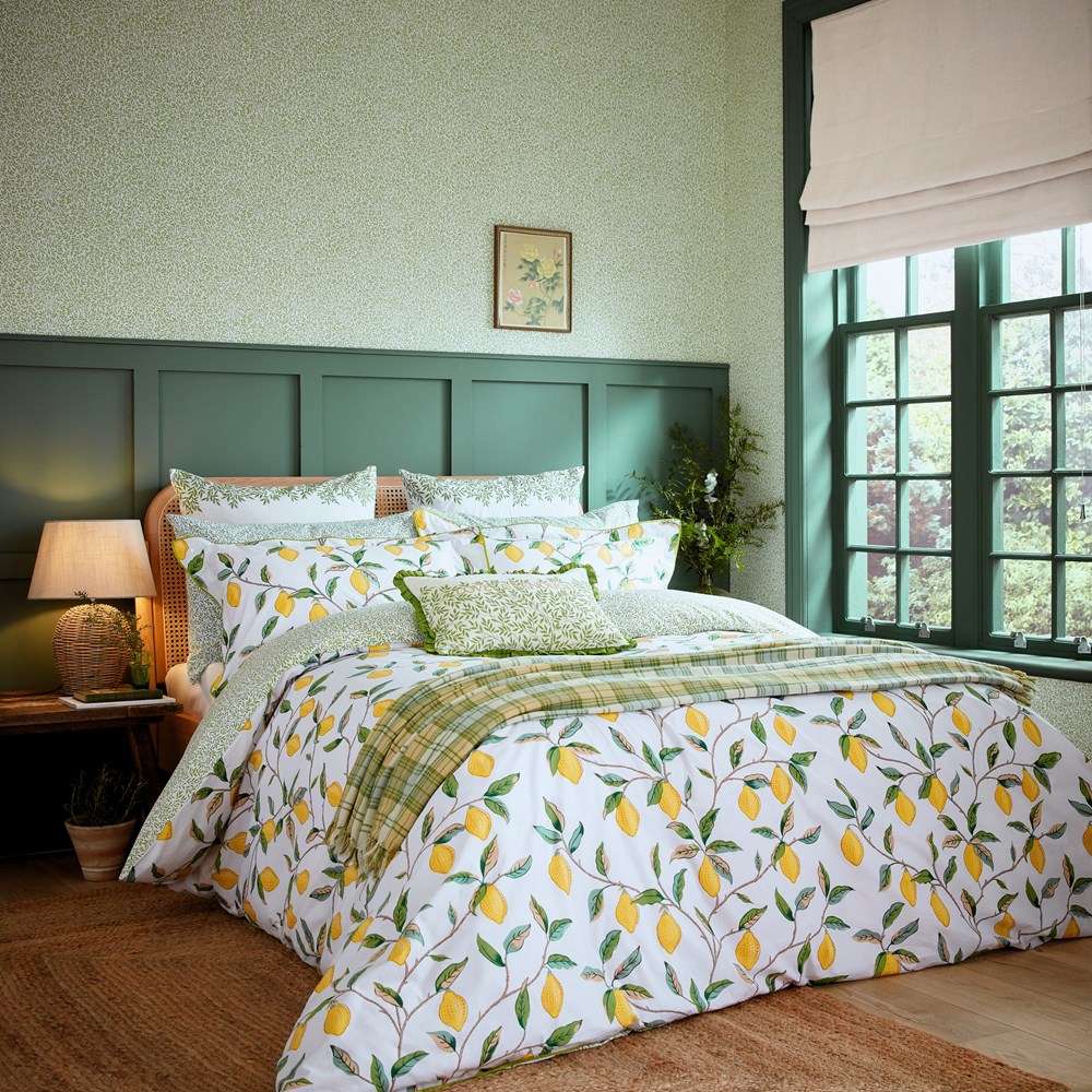 Lemon Tree Bedding by William Morris in Leaf Green